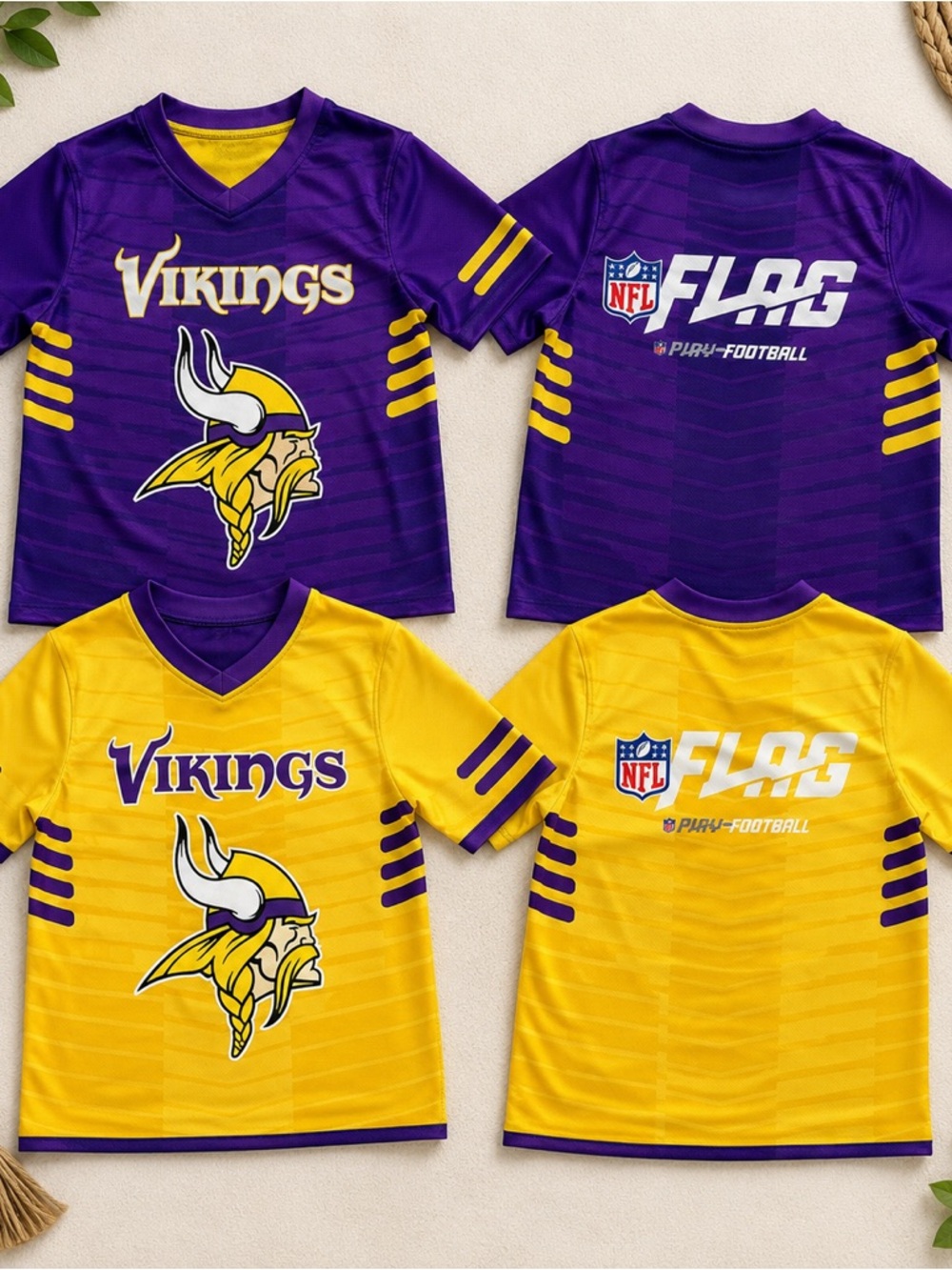 YMCA NFL Flag Football Reversible Vikings Jersey Youth Small & Medium